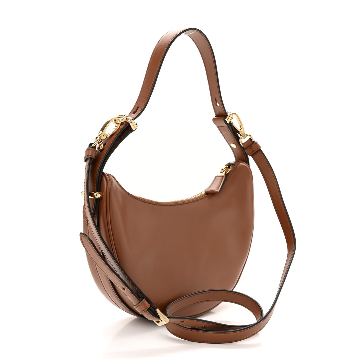 Soft Calfskin Small Arque Shoulder Bag Cognac