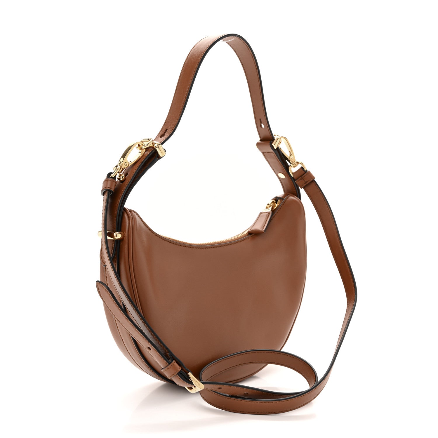 Prada Soft Calfskin Small Arque Shoulder Bag Cognac 3 of 11