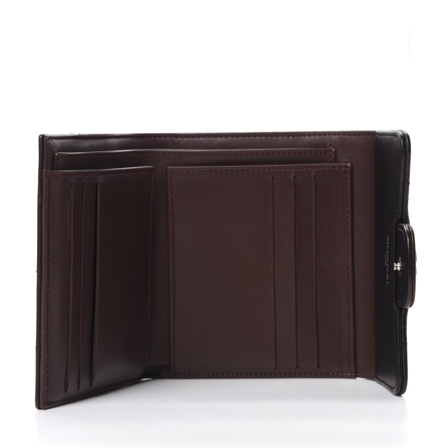Chanel Lambskin Quilted Small Compact Wallet Black 5 of 9