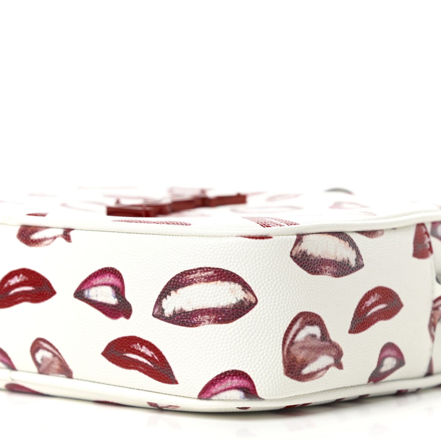 Grain De Poudre Lips Print Medium Classic Monogram Camera Bag White Red