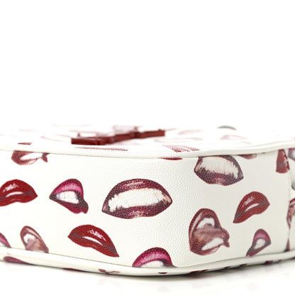 Saint Laurent Grain De Poudre Lips Print Medium Classic Monogram Camera Bag White Red 8 of 9