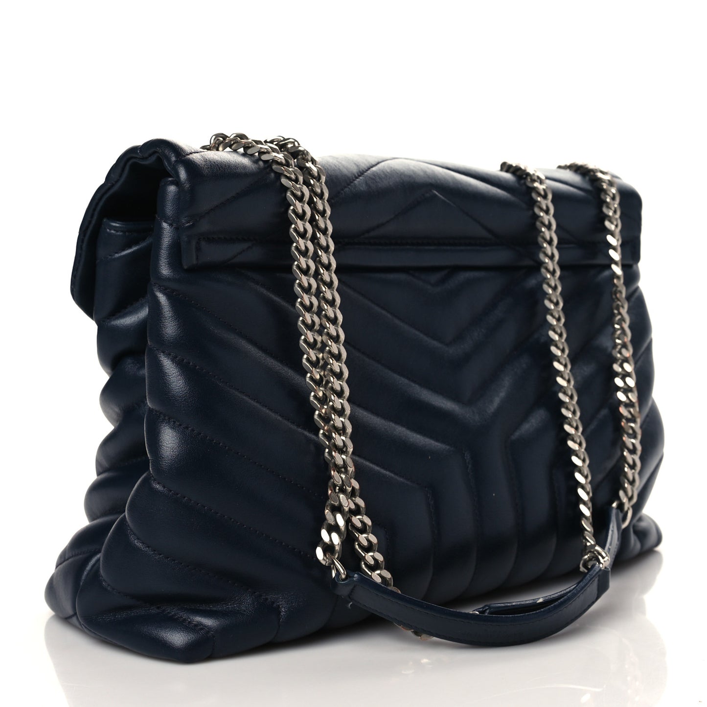 Calfskin Y Quilted Monogram Medium Loulou Chain Satchel Medium Blue