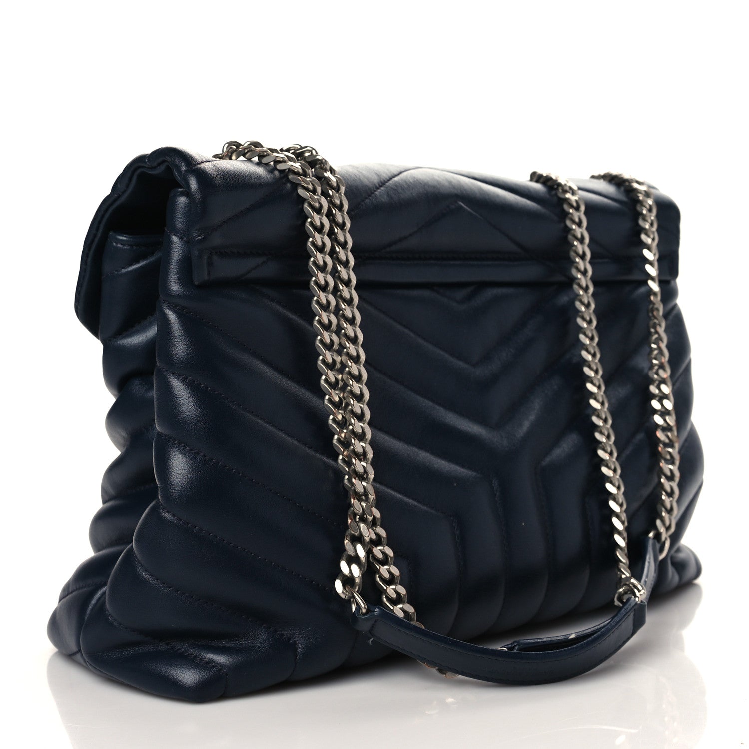 Saint Laurent Calfskin Y Quilted Monogram Medium Loulou Chain Satchel Medium Blue 3 of 12