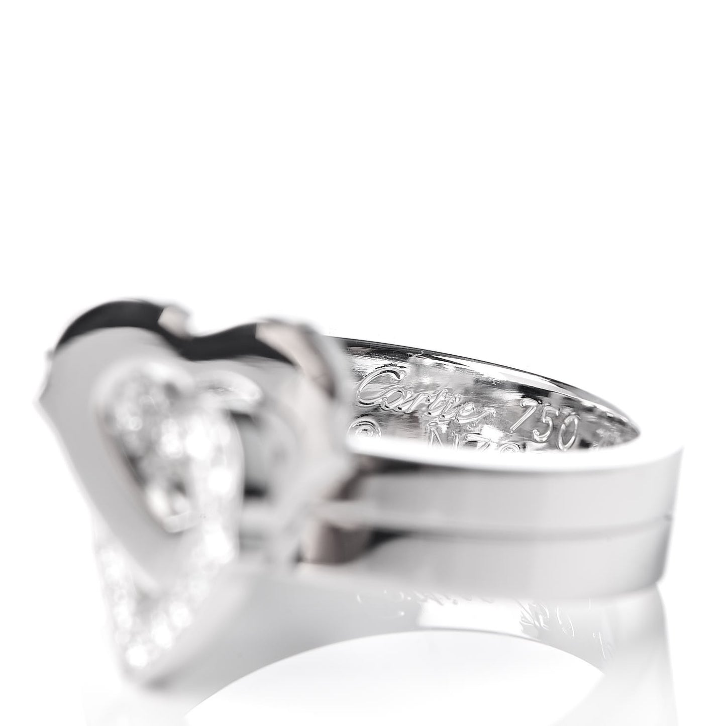 18K White Gold Diamond Double Heart Ring 48 4.5