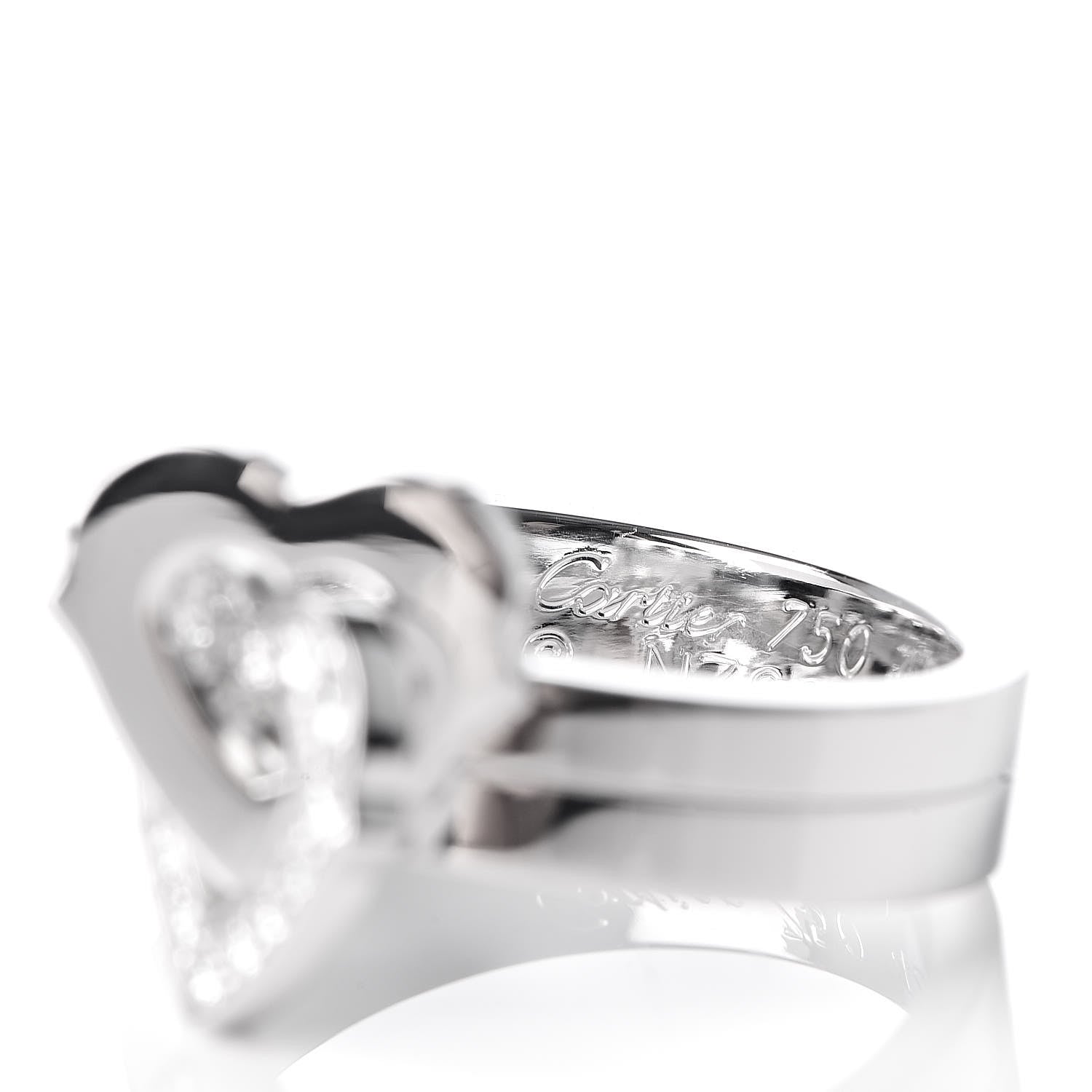 Cartier 18K White Gold Diamond Double Heart Ring 48 4.5 5 of 5