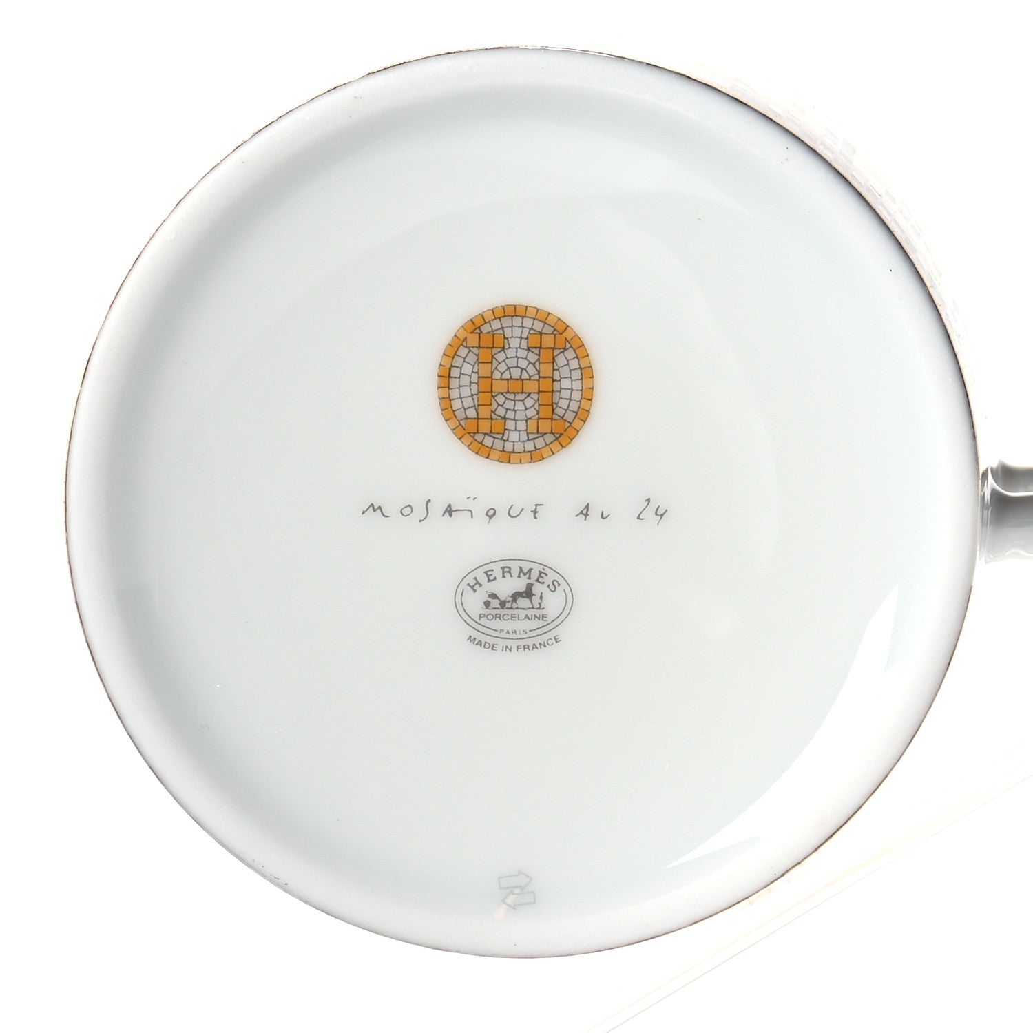 Hermes Porcelain Mosaique Au 24 Gold Tea Cup And Saucer Set Of 2 8 of 10