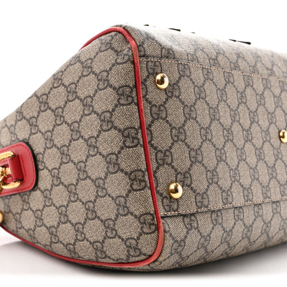 Gucci GG Supreme Monogram Kingsnake Heart Embroidered Medium Boston Hibiscus Red 9 of 15