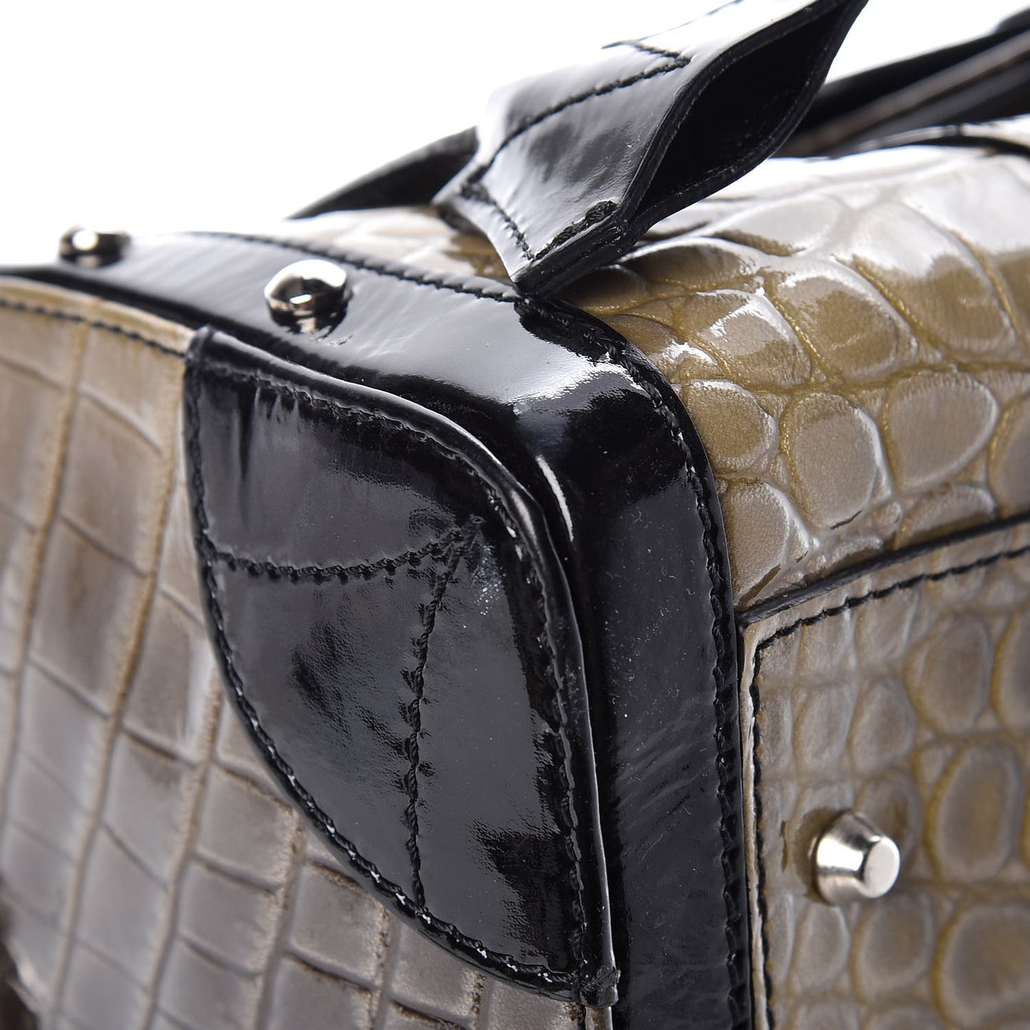 Calfskin Crocodile Embossed Madonna Satchel