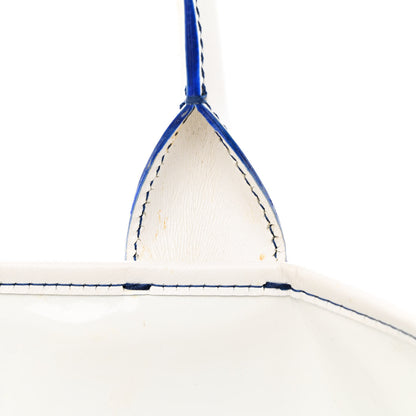 Fendi Calfskin Canvas Basket Sea Medium Tote White Blue 24 of 26