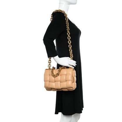 Bottega Veneta Lambskin Maxi Intreccio Padded Chain Cassette Crossbody Bag Almond 2 of 10