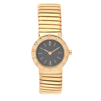Bulgari 18K Yellow Gold 23mm Tubogas Quartz Watch Black 1 of 5