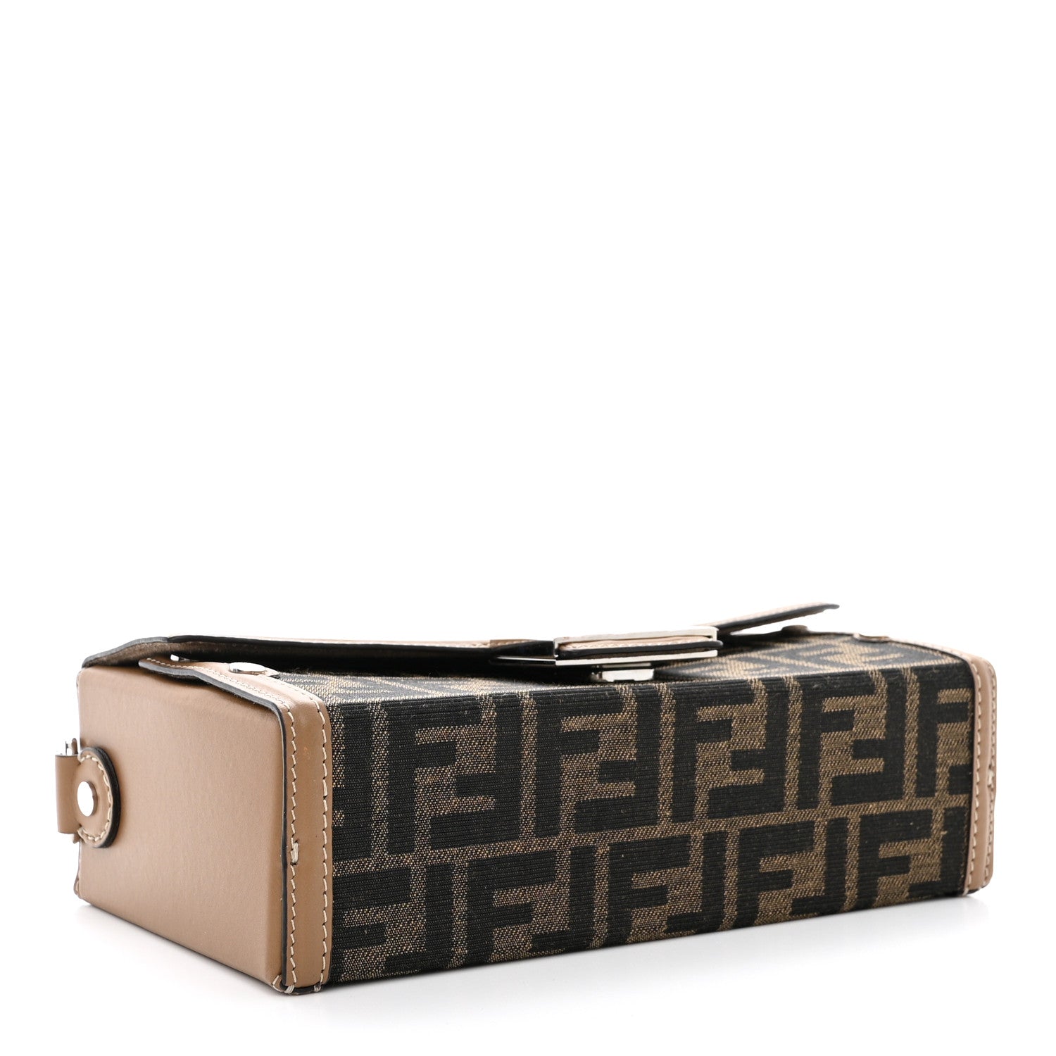 Fendi Recycled Fabric Jacquard Vitello King FF 1974 Baguette Soft Trunk Tobacco Moro Sand 3 of 10