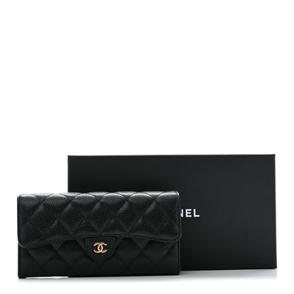 Chanel Caviar Quilted Large Gusset Flap Wallet Black 11 of 11