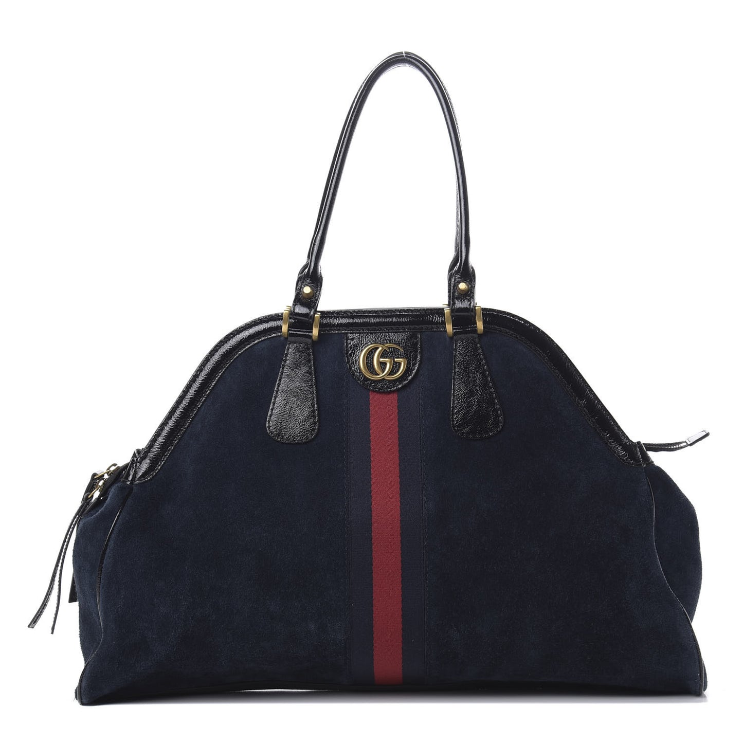 Suede Patent Ophidia Large Re(Belle) Top Handle Bag Blue Black