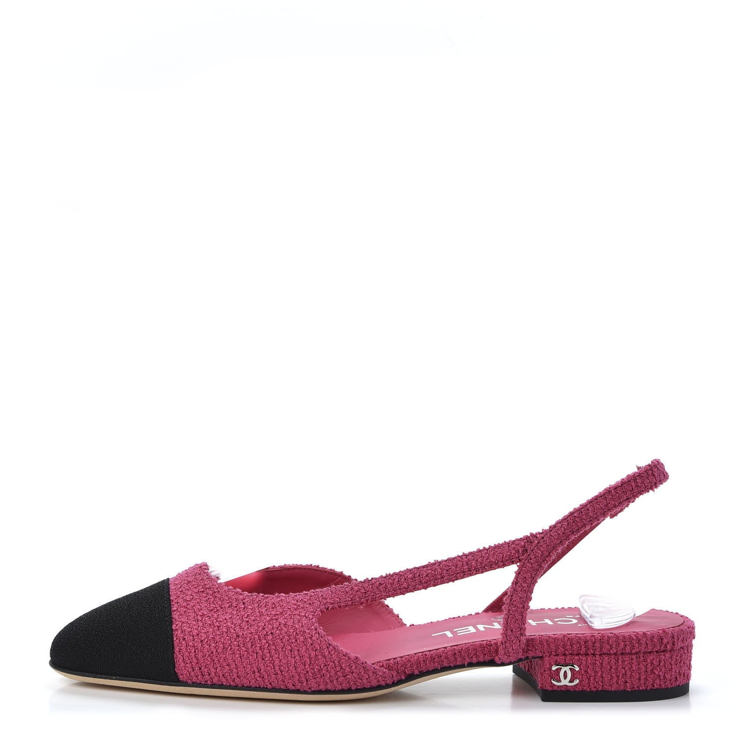 Chanel Tweed Cap Toe CC Slingback Flat 36 Pink 1 of 9