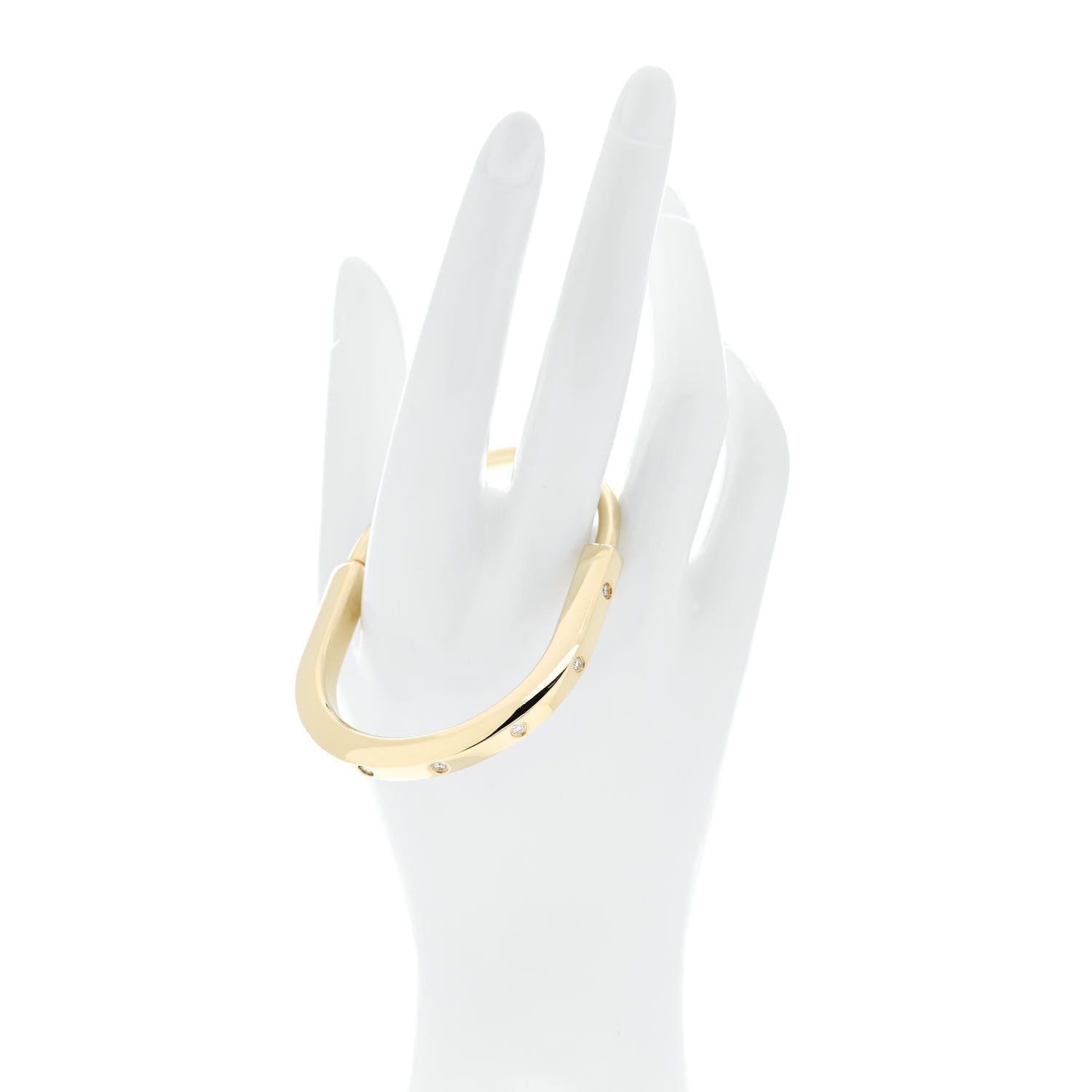 Tiffany 18K Yellow Gold Diamond Tiffany Lock Bangle Bracelet 2 of 4