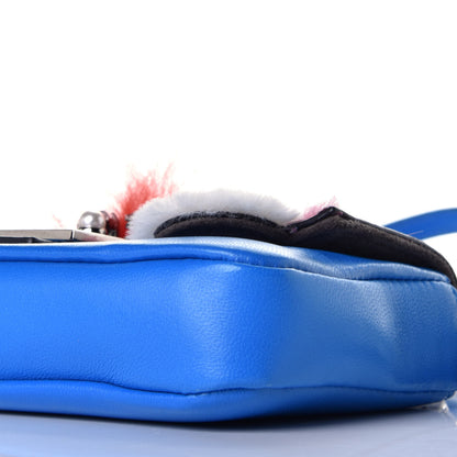 Fendi Nappa Rabbit Fox Fur Micro Buggie Baguette Blu Royal Tangerine 11 of 13