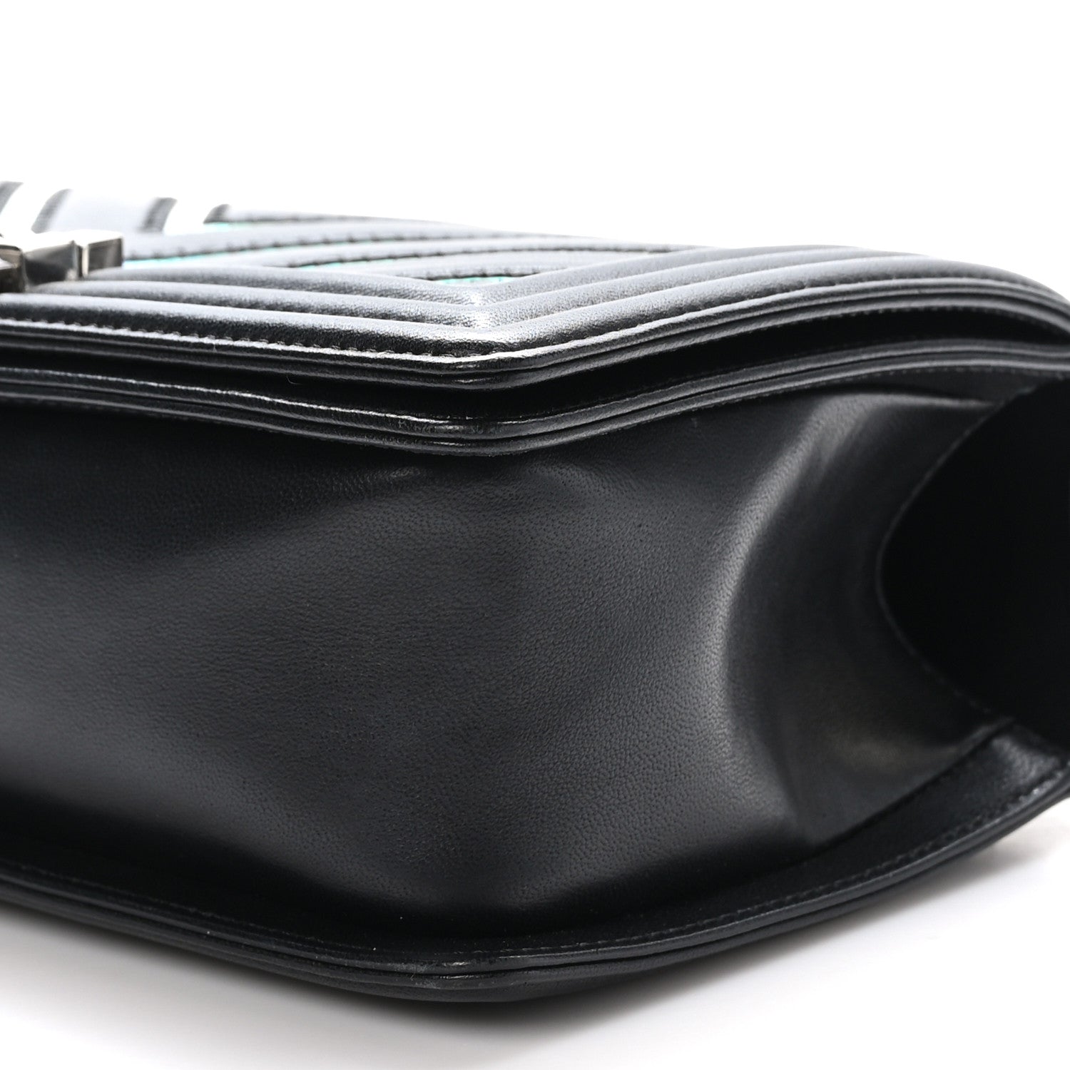 Chanel Lambskin Iridescent PVC Chevron Quilted Medium Boy Flap Black Silver 10 of 11