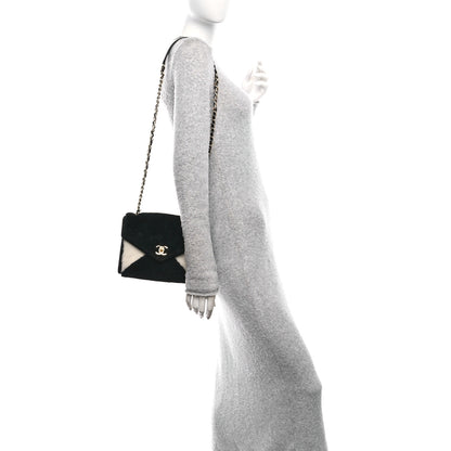 Chanel Shearling Checkered Flap Bag Black White 2 of 12