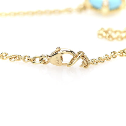 David Yurman 18K Yellow Gold Diamond Turquoise 8mm Chatelaine Bracelet 5 of 6