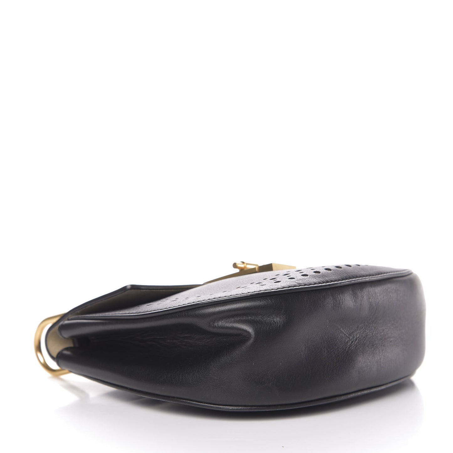 Calfskin Perforated Drew Shoulder Bag Black