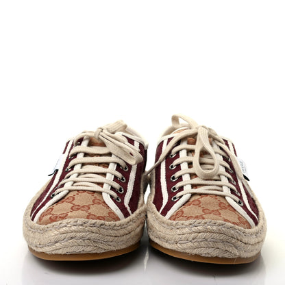 Gucci Jacquard Mini GG Monogram Mens Espadrille Sneakers 9 Burgundy Brick Red 2 of 11