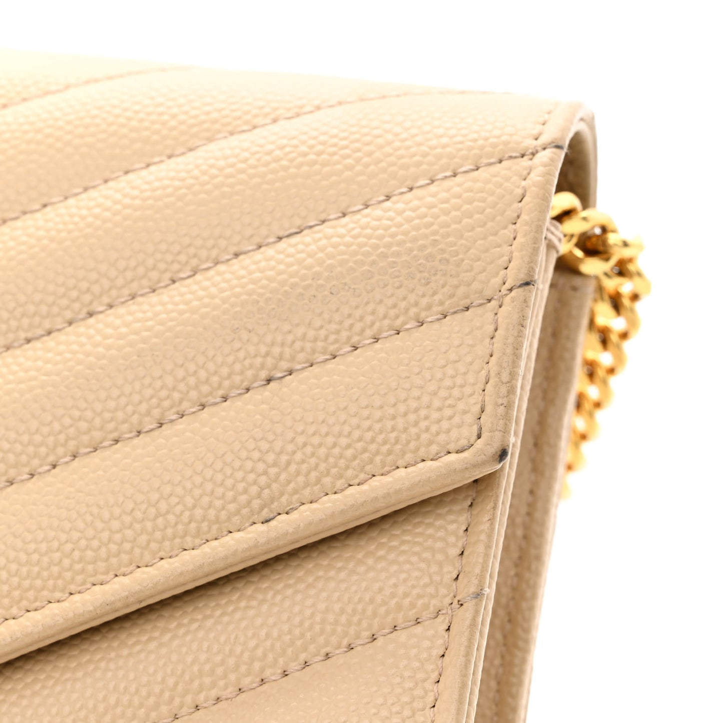 Grain De Poudre Matelasse Chevron Monogram Envelope Chain Wallet Nude Powder
