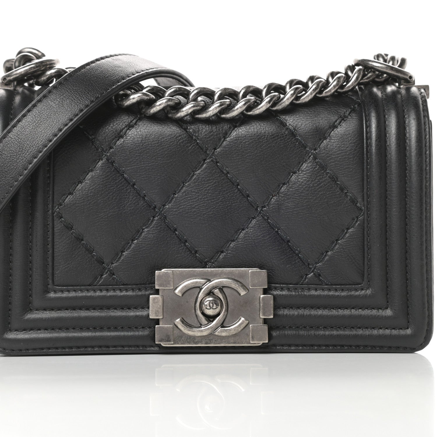 Chanel Calfskin Double Stitch Small Boy Flap Black 8 of 18
