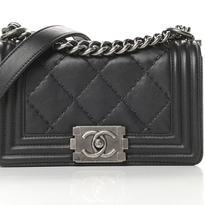 Chanel Calfskin Double Stitch Small Boy Flap Black 8 of 18