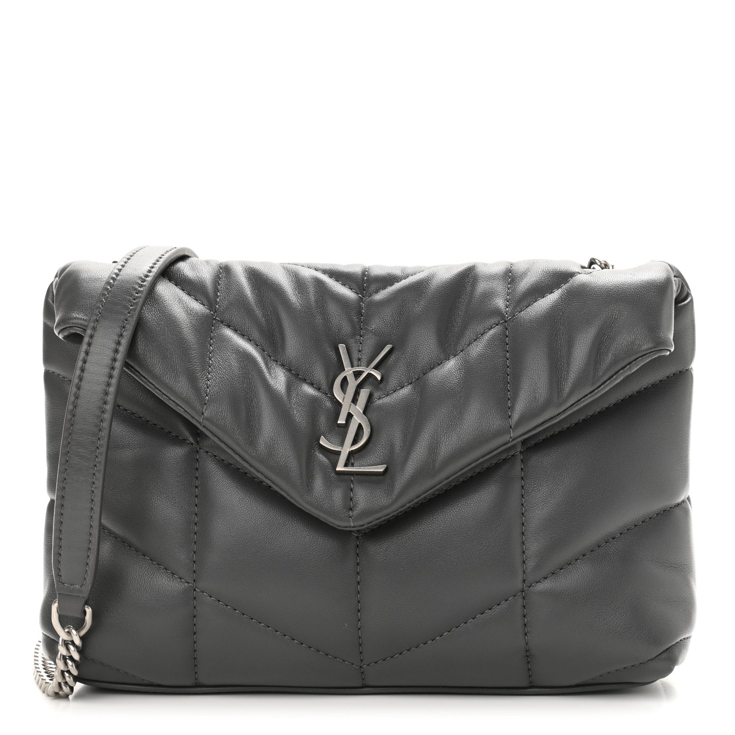 Lambskin Quilted Toy Loulou Puffer Monogram Chain Satchel Storm