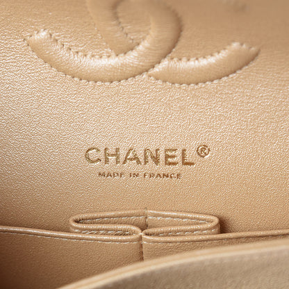 Chanel Iridescent Caviar Quilted Medium Double Flap Beige 6 of 10