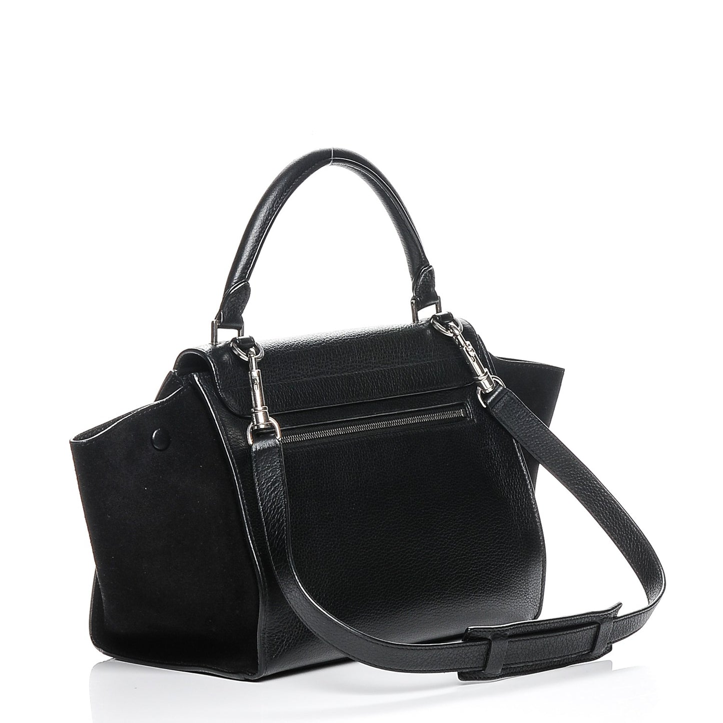 Drummed Calfskin Suede Small Trapeze Black
