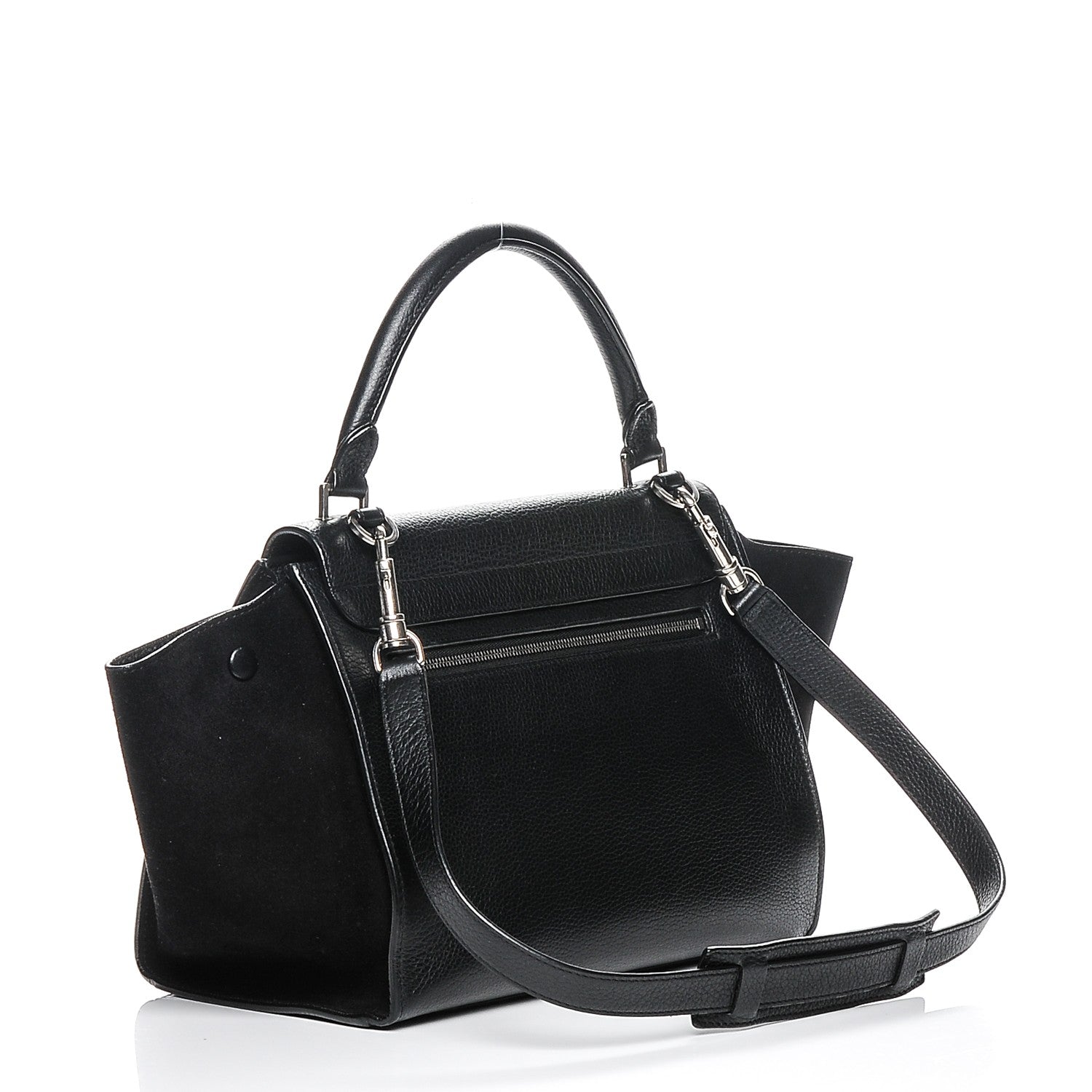 Celine Drummed Calfskin Suede Small Trapeze Black 3 of 6