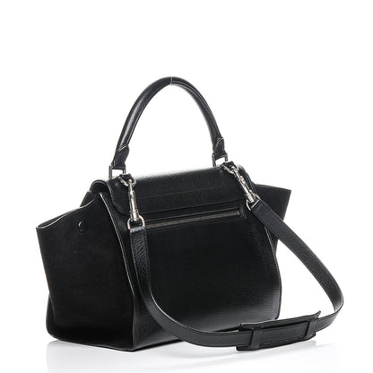 Celine Drummed Calfskin Suede Small Trapeze Black 3 of 6