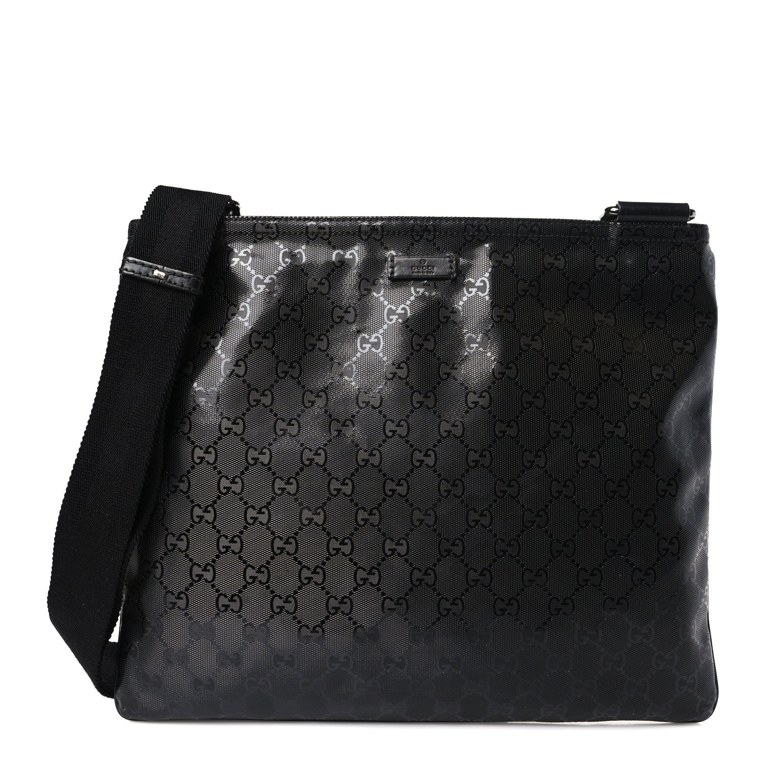 Gucci Imprime Monogram Medium Flat Messenger Bag Black 1 of 9