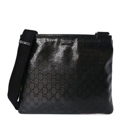 Gucci Imprime Monogram Medium Flat Messenger Bag Black 1 of 9