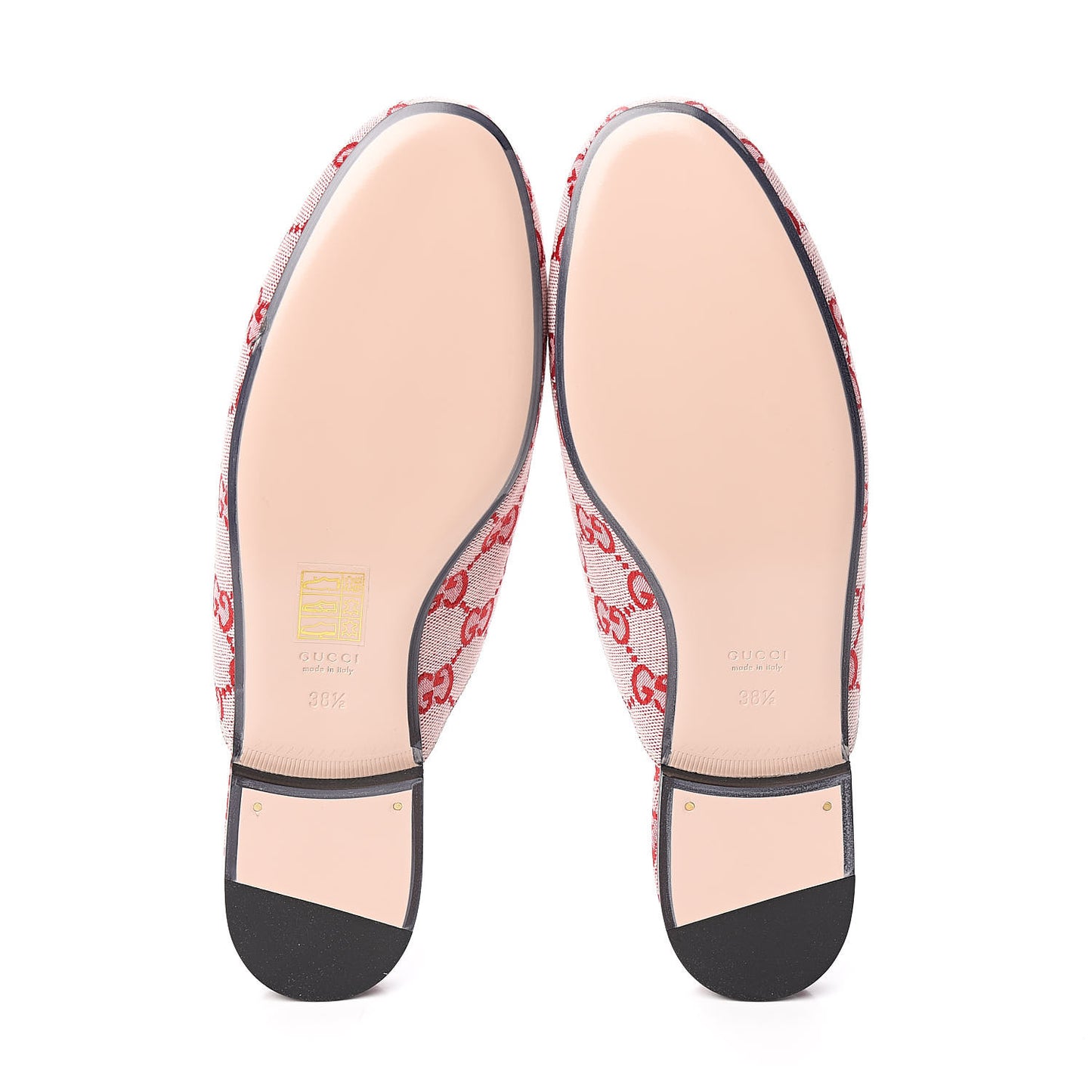 Canvas GG Monogram Horsebit Womens Princetown Slippers 38.5 Gardenia Hibiscus Red