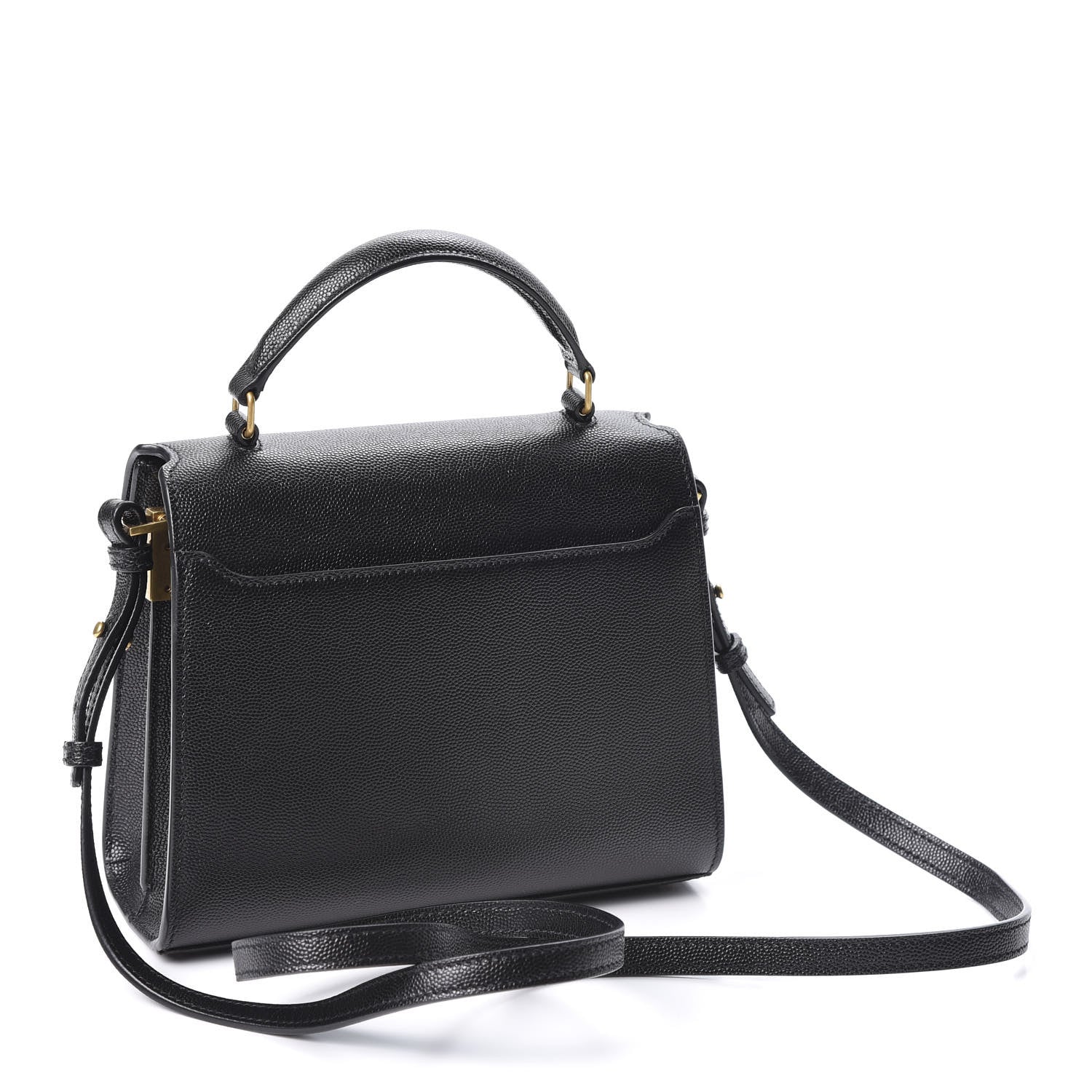 Saint Laurent Grain de Poudre Mini Classic Monogram Cassandra Top Handle Black 2 of 9