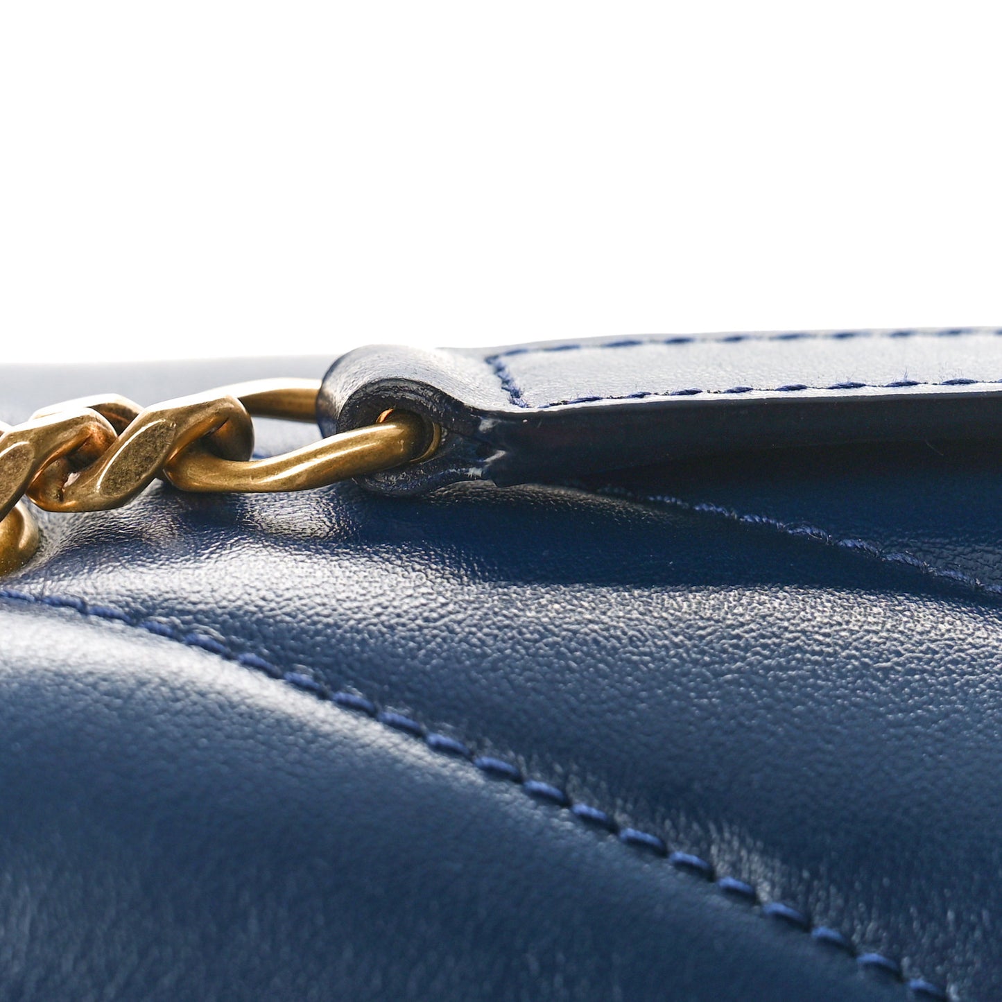 Calfskin Y Quilted Monogram Medium Loulou Chain Satchel Deep Marine