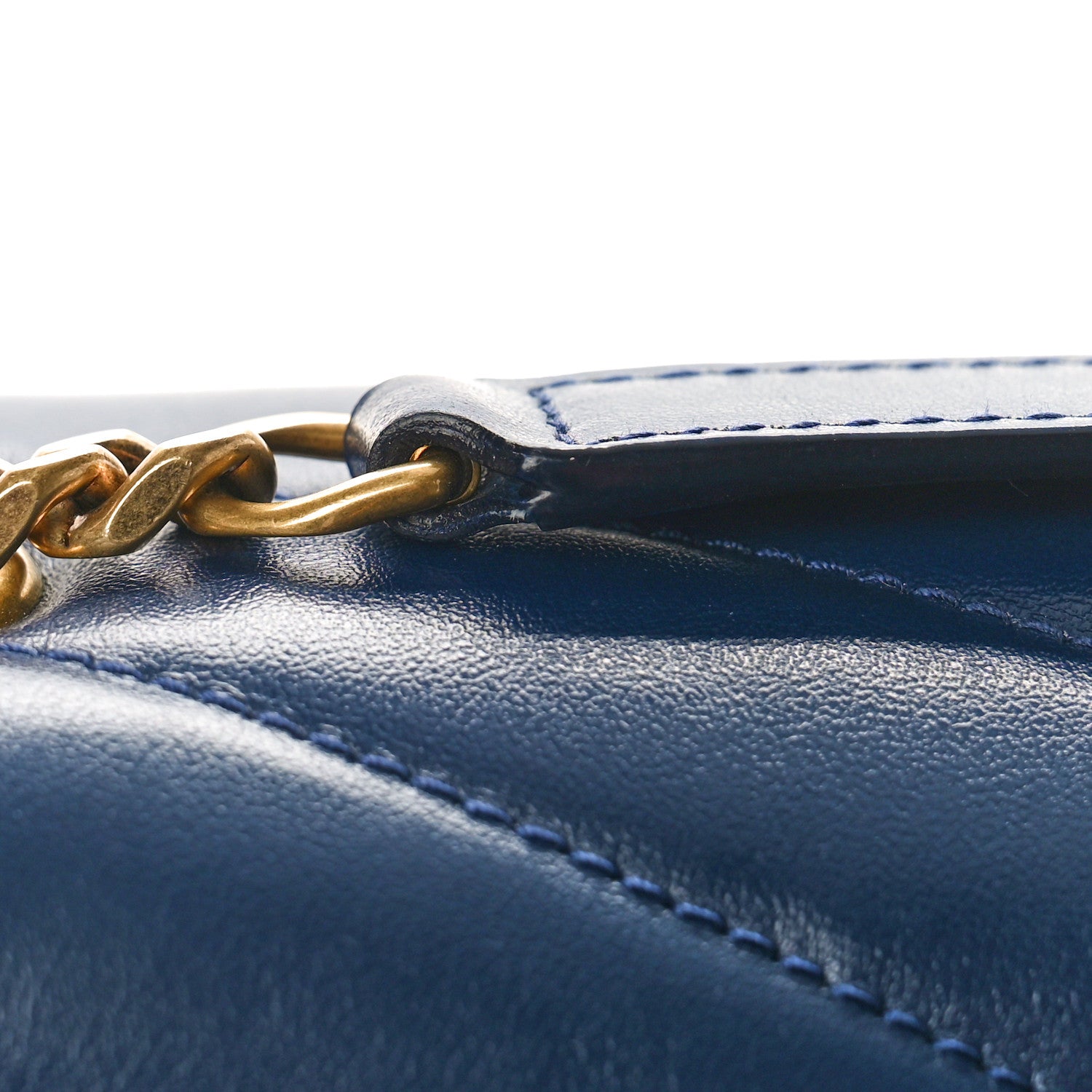 Saint Laurent Calfskin Y Quilted Monogram Medium Loulou Chain Satchel Deep Marine 13 of 13