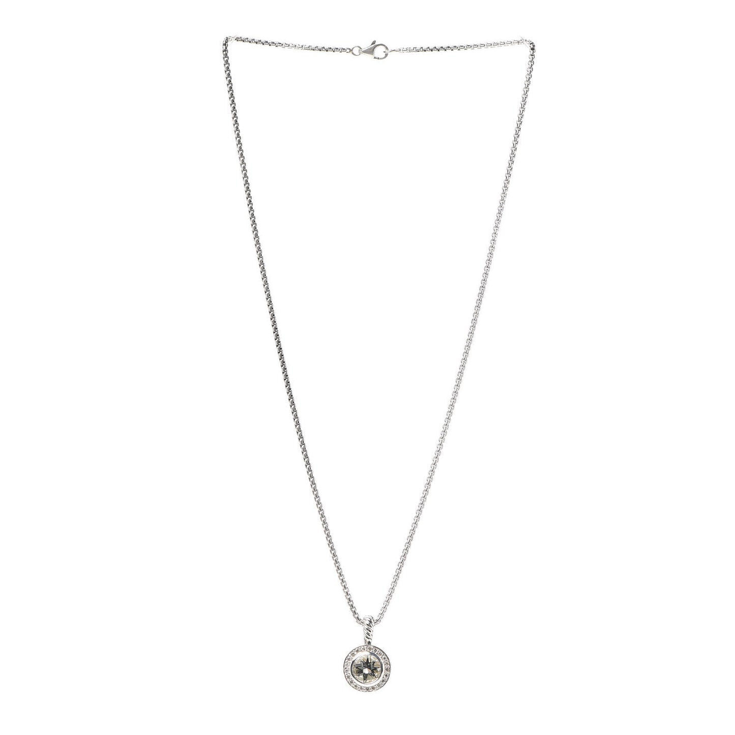 Sterling Silver Diamond Prasiolite 8mm Petite Cerise Pendant Necklace