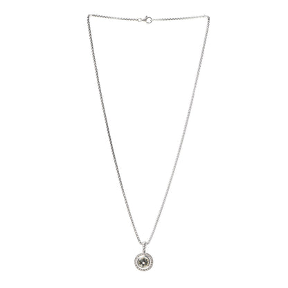 David Yurman Sterling Silver Diamond Prasiolite 8mm Petite Cerise Pendant Necklace 3 of 5