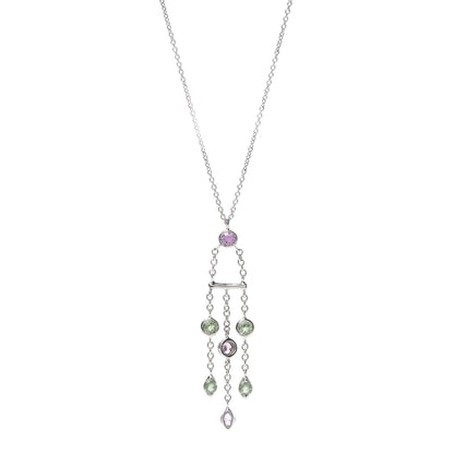 Tiffany 18K White Gold Green Pink Tourmaline Jazz Pendant Necklace 1 of 6