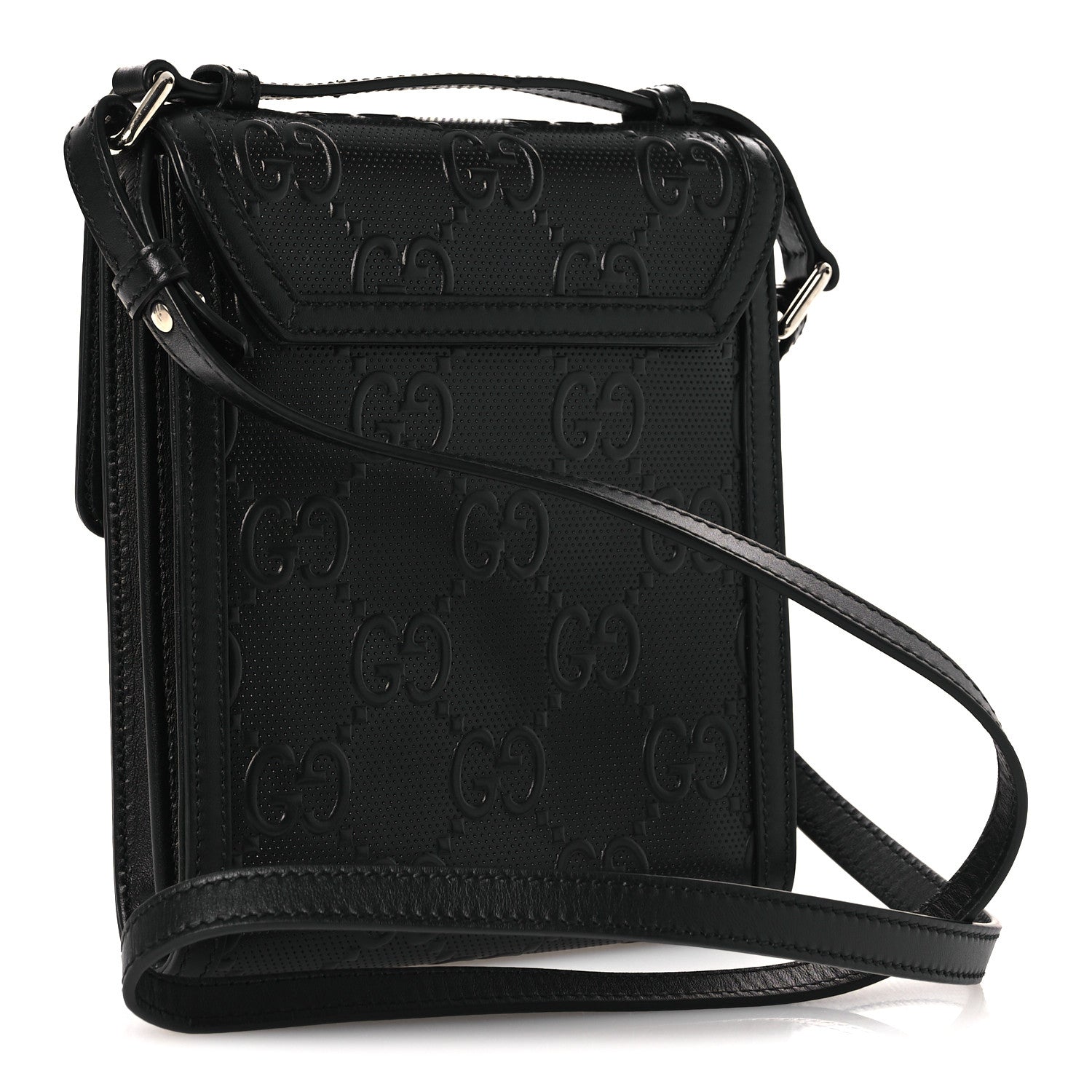 Gucci Calfskin GG Tennis Embossed Messenger Bag Black 5 of 21