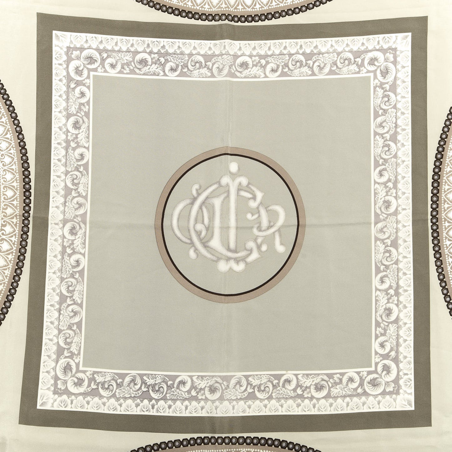 Silk Square Scarf Beige Gray