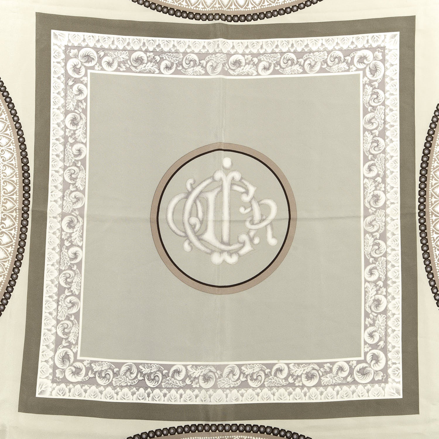 Christian Dior Silk Square Scarf Beige Gray 3 of 4