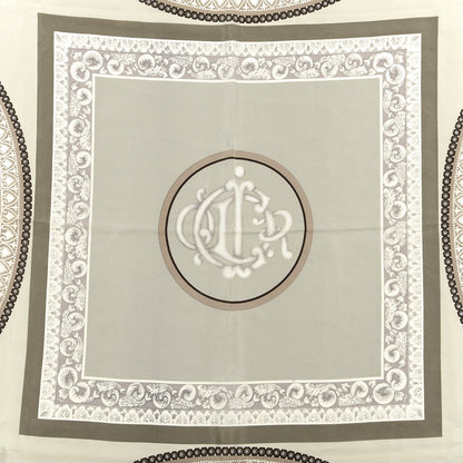 Christian Dior Silk Square Scarf Beige Gray 3 of 4