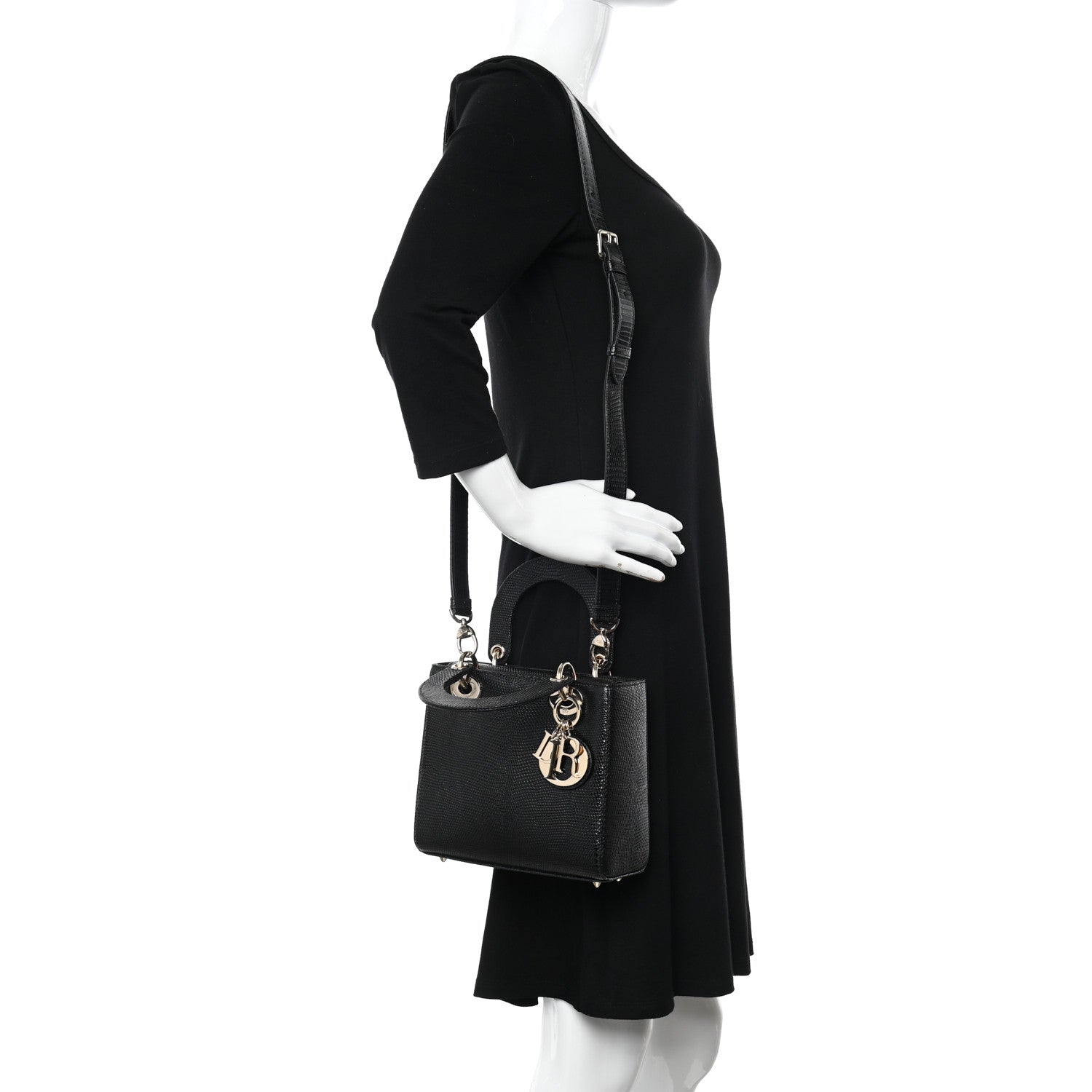 Christian Dior Lizard Small Lady Dior Black 2 of 14
