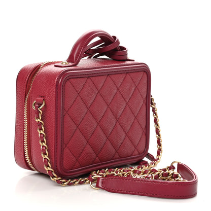 Chanel Caviar Quilted Small CC Filigree Vanity Case Burgundy 3 of 10