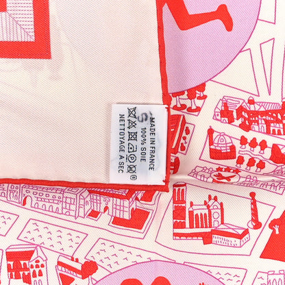 Hermes Silk Les Nouveaux Amoureux de Paris Scarf 90 Blanc Rogue Mauve 3 of 3